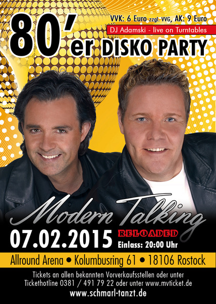 Party Flyer: 80er Disco Party - Modern Talking Reloaded  am 07.02.2015 in Rostock