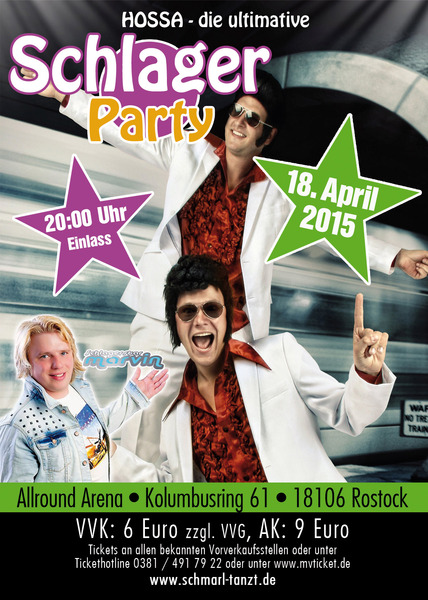 Party Flyer: Hossa - die ultimative Schlagerparty am 18.04.2015 in Rostock