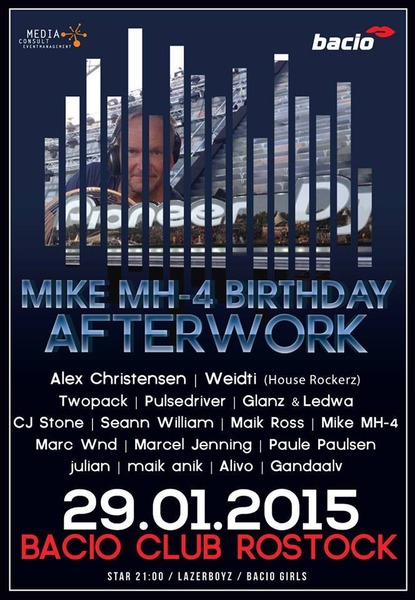 Party Flyer: Mike MH-4 Birthday Afterwork am 29.01.2015 in Rostock