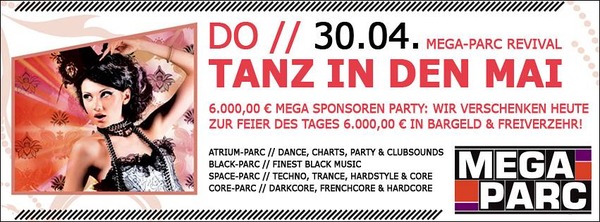 Party Flyer: MEGA-PARC Revival Party: Tanz in den Mai am 30.04.2015 in Stockelsdorf