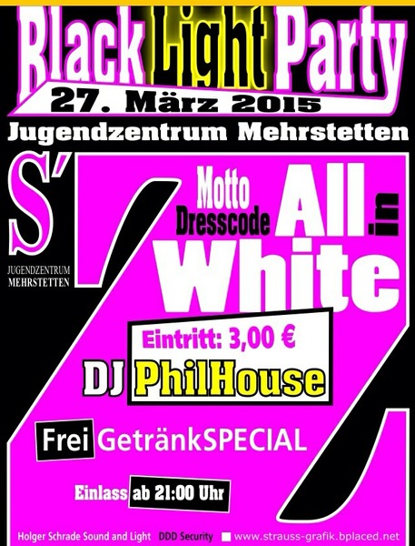 Party Flyer: Blacklightparty  am 27.03.2015 in Mehrstetten
