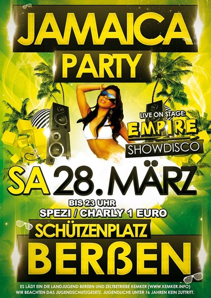 Party Flyer: Jamaica Party Beren am 28.03.2015 in Klein Beren