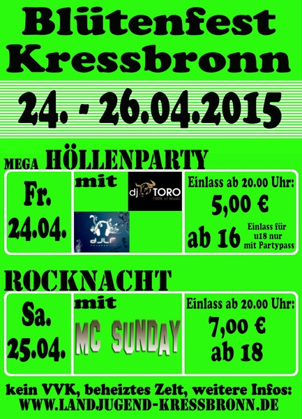 Party Flyer: mega HLLENPARTY - Bltenfest Kressbronn am 24.04.2015 in Kressbronn