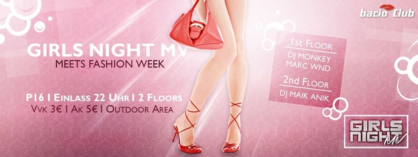 Party Flyer: Girls Night MV meets FASHION WEEK am 10.07.2015 in Rostock