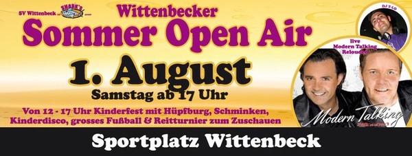 Party Flyer: Wittenbecker Sommer Open Air am 01.08.2015 in Wittenbeck