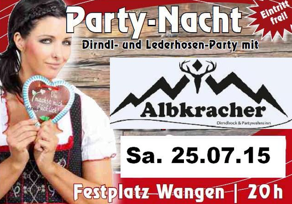 Party Flyer: Dirndl & Lederhosenparty  Kinderfest Wangen am 25.07.2015 in Wangen im Allgu