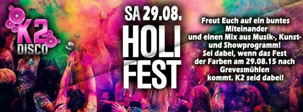 Party Flyer: Holi 2015 am 29.08.2015 in Grevesmhlen