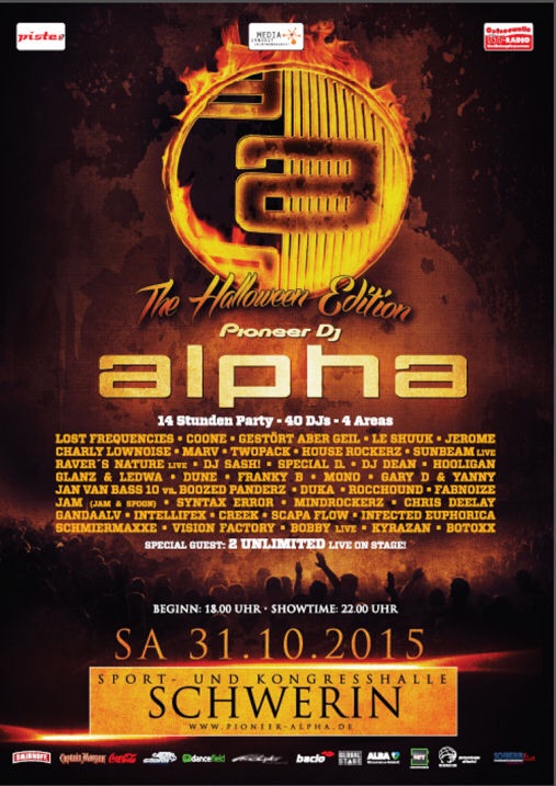 Party Flyer: Pioneer alpha 2015 - The Halloween Edition am 31.10.2015 in Schwerin