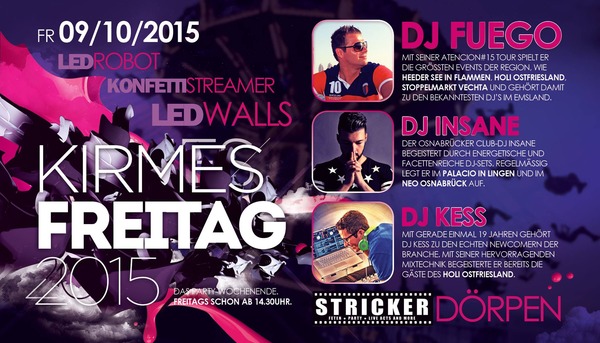 Party Flyer: Kirmes Freitag am 09.10.2015 in Drpen