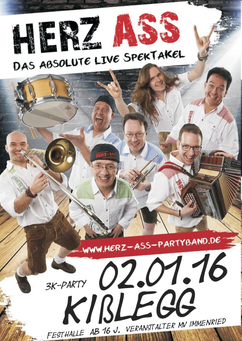 Party Flyer: 3K-Party mit "HerzAss am 02.01.2016 in Kilegg