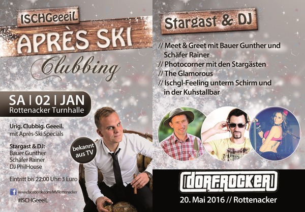 Party Flyer: ISCHGeeeiL Aprs-Ski Clubbing am 02.01.2016 in Rottenacker