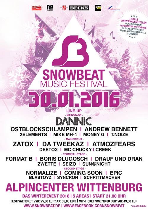 Party Flyer: Snowbeat 2016 - electronic music festival am 30.01.2016 in Wittenburg