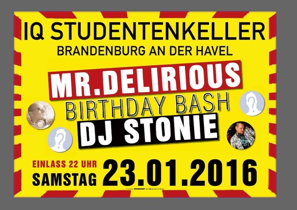 Party Flyer: Birthday Bash @ IQ-Studentenkeller in Brandenburg a.d.Havel (GER) am 23.01.2016 in Brandenburg an der Havel