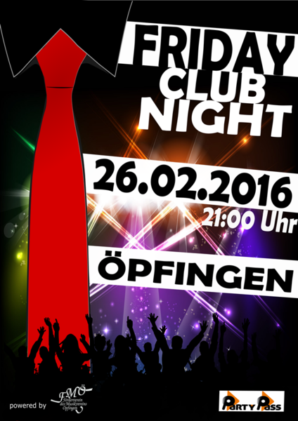 Party Flyer: Friday Club Night am 26.02.2016 in pfingen