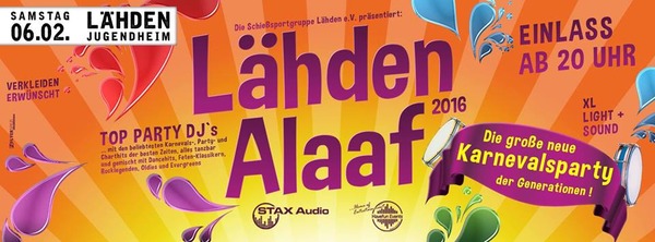 Party Flyer: Lähden Alaaf 2016 - Die neue Karnevalsparty der Generationen am 06.02.2016 in Lähden