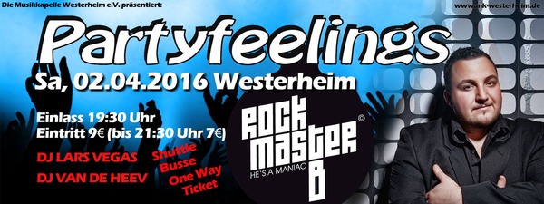Party Flyer: Partyfeelings Westerheim am 02.04.2016 in Westerheim
