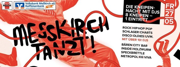 Party Flyer: Messkirch Tanzt! Die Kneipennacht mit DJs - 8 Kneipen / 8 unterschiedliche Musikstile am 27.05.2016 in Mekirch