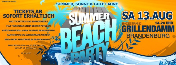 Party Flyer: Summer Beach Party am 13.08.2016 in Brandenburg an der Havel