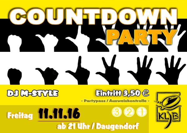 Party Flyer: Countdownparty Daugendorf  am 11.11.2016 in Riedlingen
