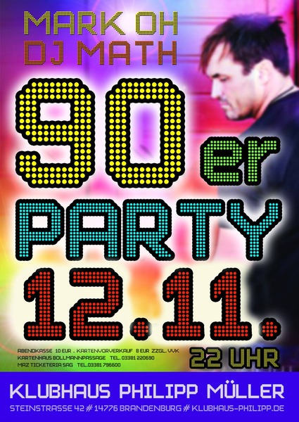 Party Flyer: 90er Jahre Party mit Mark Oh am 12.11.2016 in Brandenburg an der Havel
