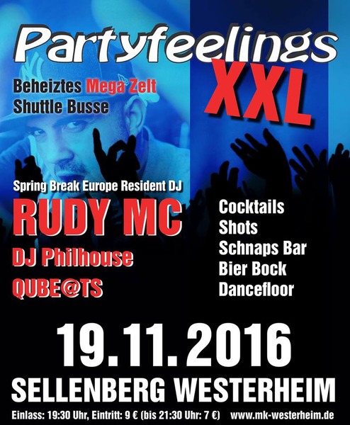 Party Flyer: Partyfeelings Westerheim am 19.11.2016 in Westerheim