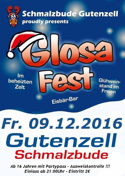 Party Flyer: Glosa-Fest Gutenzell am 09.12.2016 in Gutenzell-Hrbel