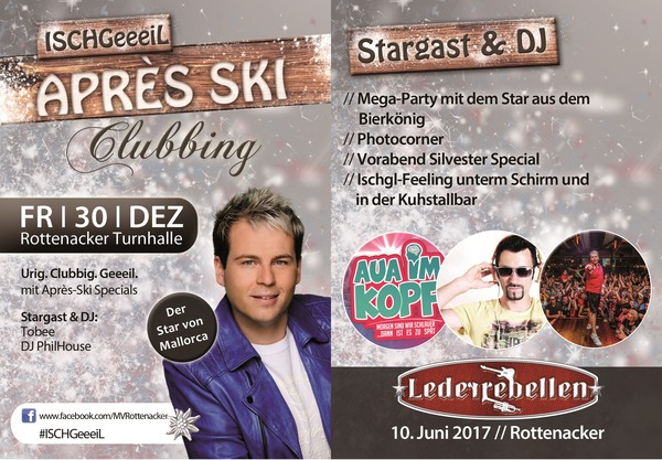 Party Flyer: ISCHGeeeiL Aprs-Ski Clubbing am 30.12.2016 in Rottenacker