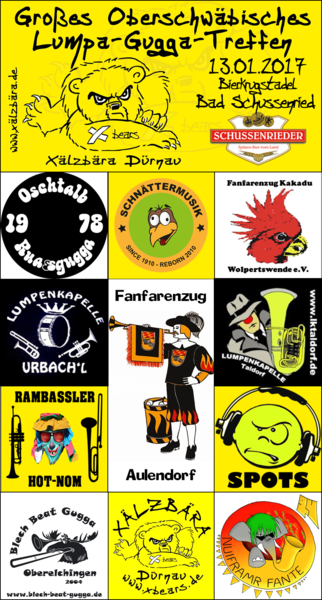 Party Flyer: Groes Oberschwbisches Lumpa Gugga Treffen 2017 am 13.01.2017 in Bad Schussenried