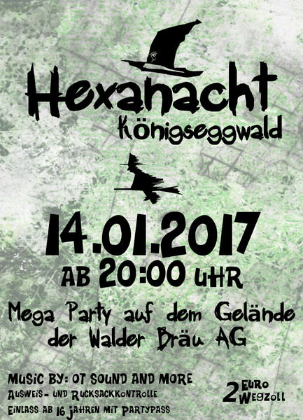 Party Flyer: Hexanacht des NV Knigseggwald am 14.01.2017 in Knigseggwald