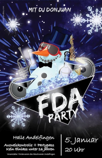 Party Flyer: 16. FDA-Party Andelfingen am 05.01.2017 in Langenenslingen
