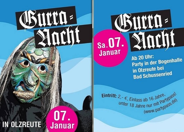 Party Flyer: Gurra-Nacht in Olzreute am 07.01.2017 in Bad Schussenried
