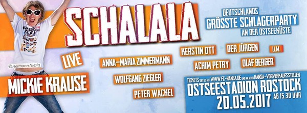 Party Flyer: Schalala  Deutschlands grte Schlagerparty an der Ostseekste am 20.05.2017 in Rostock