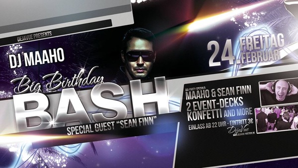 Party Flyer: DJ Maahos Big Birthday Bash am 24.02.2017 in Rostock