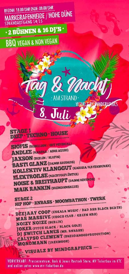Party Flyer: Tag & Nacht am Strand Open Air 2017 am 08.07.2017 in Rostock