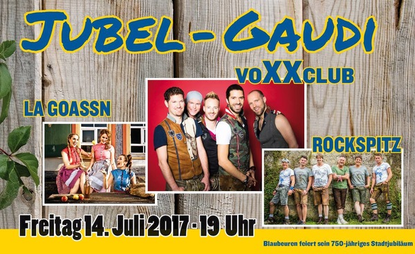 Party Flyer: Rockspitz - Jubelgaudi mit VoXXclub, La Goassn in Blaubeuren am 14.07.2017 in Blaubeuren