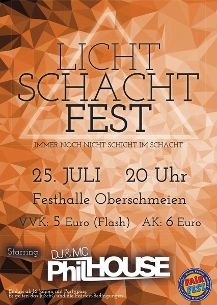Party Flyer: Lichtschachtfest 2017 am 25.07.2017 in Sigmaringen