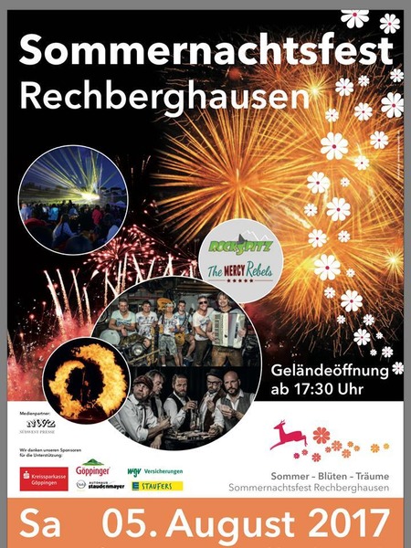 Party Flyer: Sommernachtsfest Rechberghausen 2017 mit ROCKSPITZ am 05.08.2017 in Rechberghausen