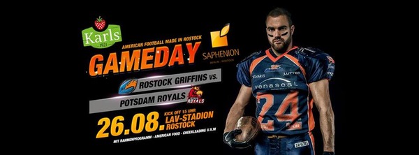 Party Flyer: Rostock  Griffins vs. Potsdam Royals am 26.08.2017 in Rostock