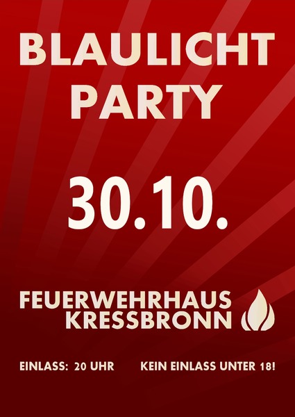 Party Flyer: Blaulichtparty 2017 am 30.10.2017 in Kressbronn