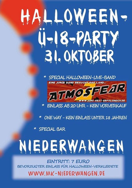 Party Flyer: 18 Halloweenparty Niederwangen am 31.10.2017 in Wangen im Allgu