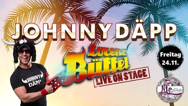 Party Flyer: Mr. Johnny Däpp - Lorenz Büffel live / Mallorca Schlager Party am 24.11.2017 in Rostock