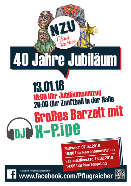 Party Flyer: Wir feiern! 40 Jahre NZU! am 13.01.2018 in Uttenweiler