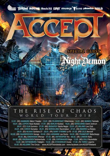 Party Flyer: Accept: Night Demon - Support fr Europatour 2018  am 12.01.2018 in Hamburg