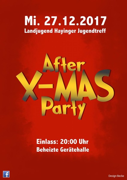 Party Flyer: After X-Mas Party am 27.12.2017 in Hayingen