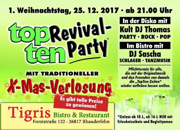 Party Flyer: Top Ten Revival-Party  am 25.12.2017 in Rhauderfehn