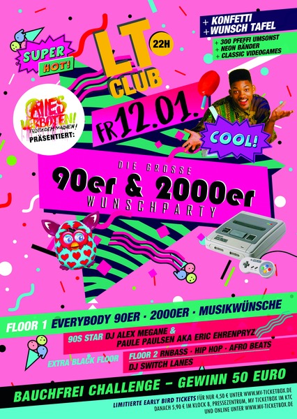 Party Flyer: Die große 90er & 2000er Wunsch Party  am 12.01.2018 in Rostock