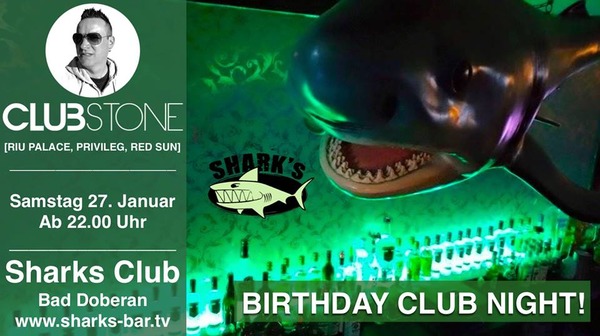 Party Flyer: SHARKs Geburtstagsclub am 27.01.2018 in Bad Doberan