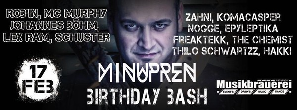 Party Flyer: Minupren`s Birthday Bash am 17.02.2018 in Rathenow