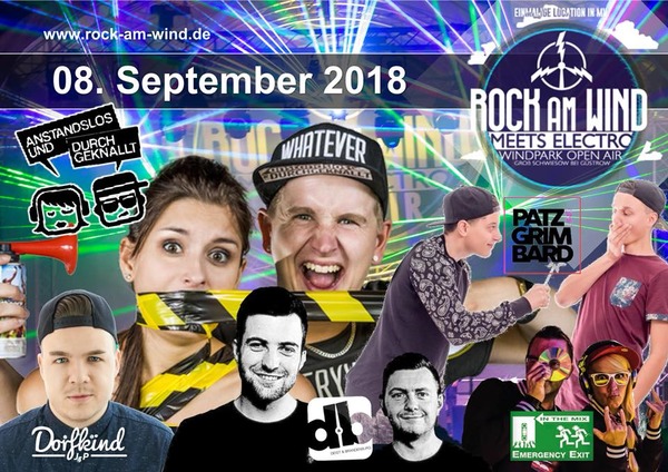 Party Flyer: ROCK am WIND meets Electro Open Air 2K18 am 08.09.2018 in Gro Schwiesow