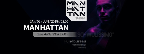 Party Flyer: MANHATTAN - 2nd Anniversary am 02.06.2018 in Hamburg